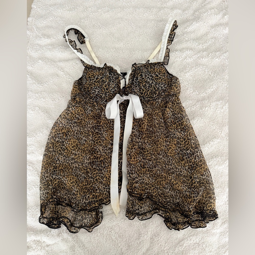 Victoria’s Secret Sexy Little Things Leopard Print Women's Babydoll Lingerie 36B